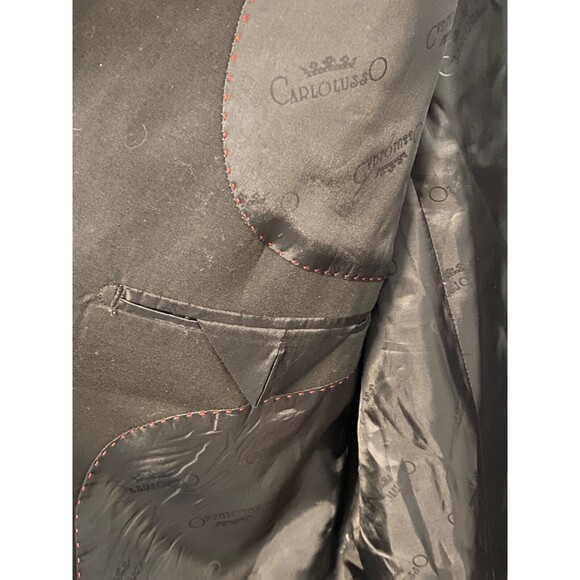 NWT Carlos Lusso Men's 44L 2pc Pants (38W) Suit Jacket Black Formal Career Prom - Picture 6 of 13